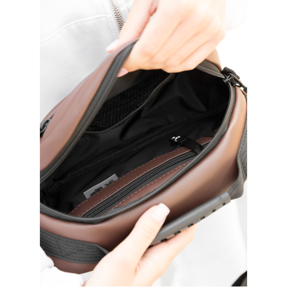 Сумка через плечо женская бананка Sambag Flex шоколад 30×17×10 см (85351020)