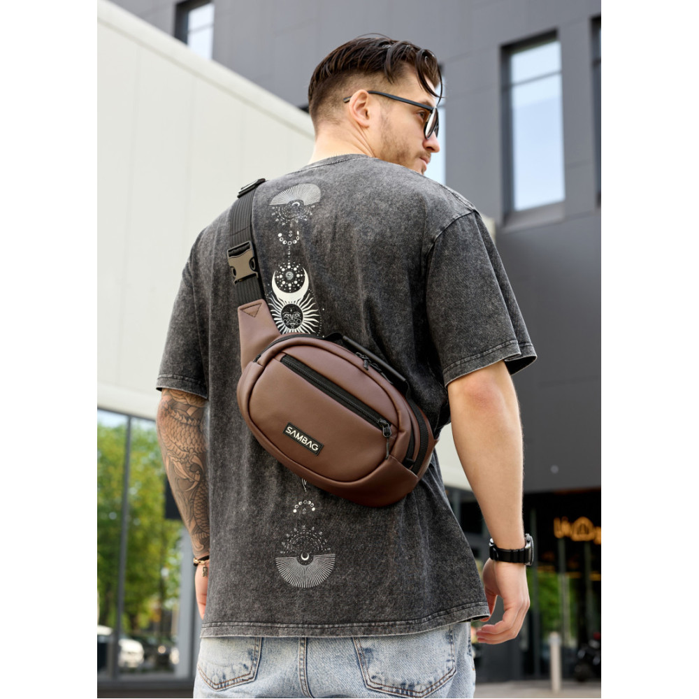 Сумка через плечо бананка Sambag Flex шоколад 30×17×10 см (85351020m)