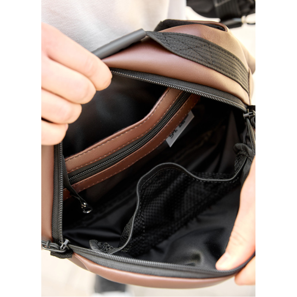 Сумка через плечо бананка Sambag Flex шоколад 30×17×10 см (85351020m)
