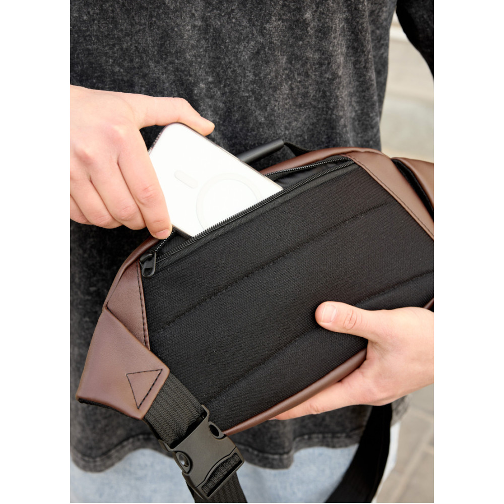 Сумка через плечо бананка Sambag Flex шоколад 30×17×10 см (85351020m)