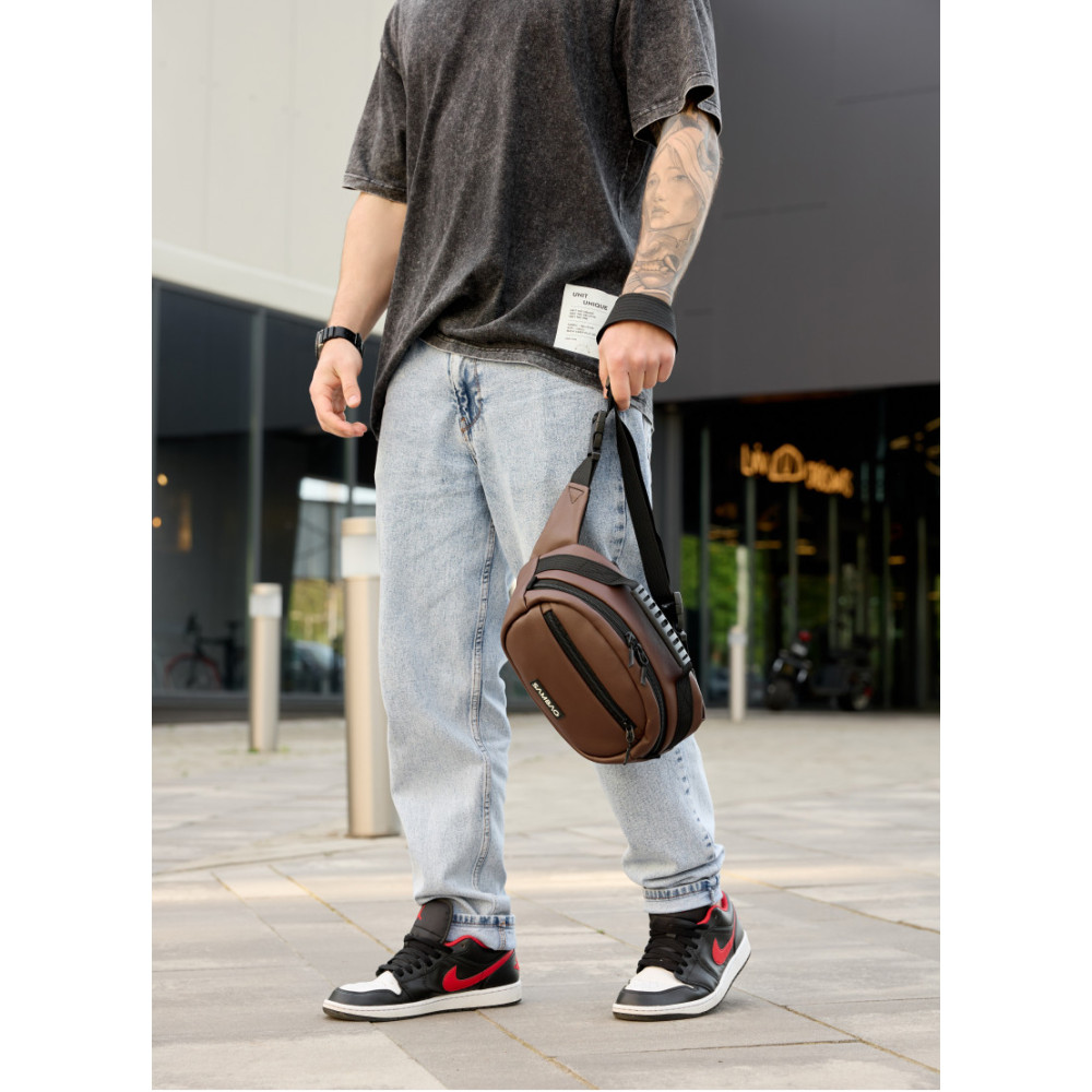 Сумка через плечо бананка Sambag Flex шоколад 30×17×10 см (85351020m)