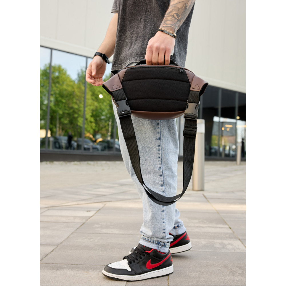 Сумка через плечо бананка Sambag Flex шоколад 30×17×10 см (85351020m)