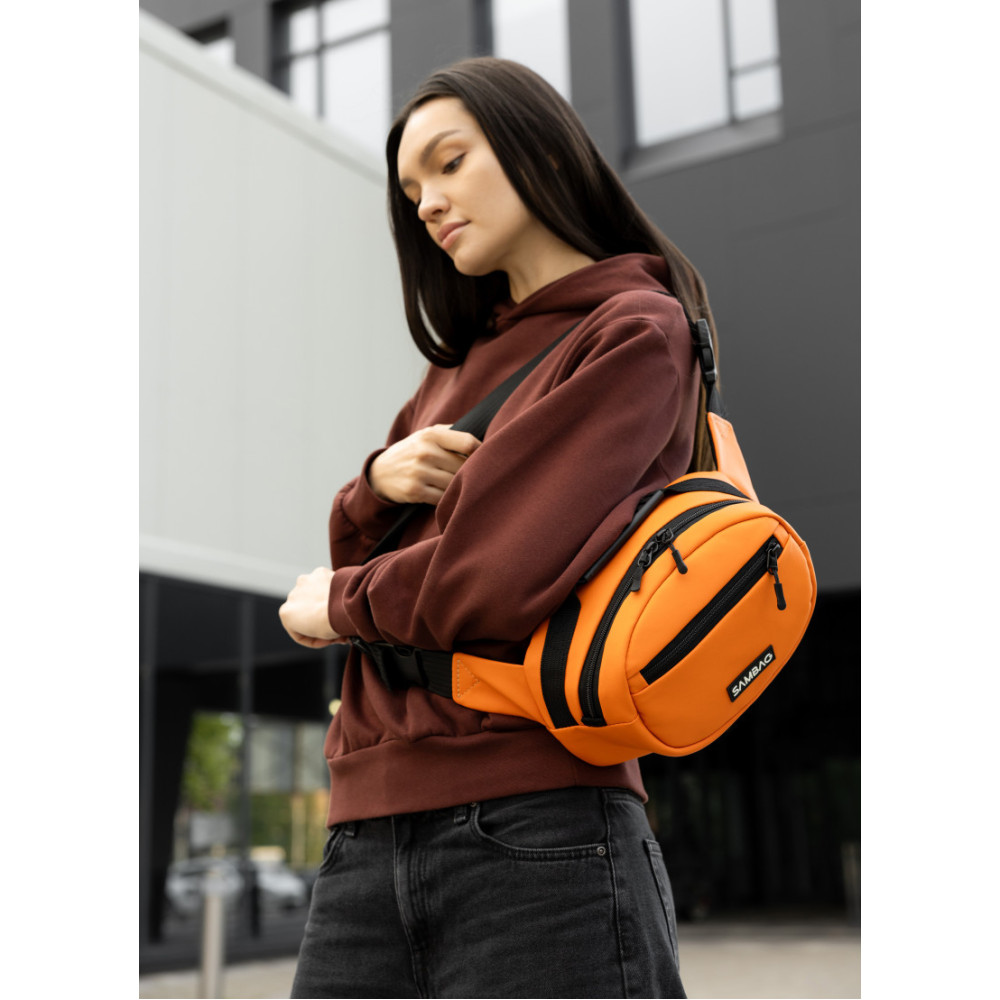 Сумка через плече жіноча бананка Sambag Flex помаранчева 30 × 17 × 10 см (85351029)