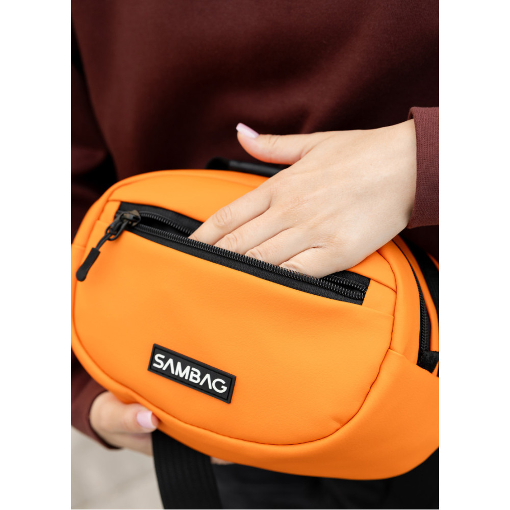 Сумка через плече жіноча бананка Sambag Flex помаранчева 30 × 17 × 10 см (85351029)