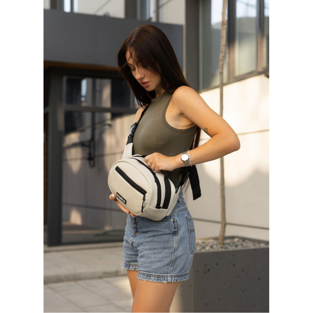 Сумка через плечо женская бананка Sambag Flex серая 30×17×10 см (85351030)