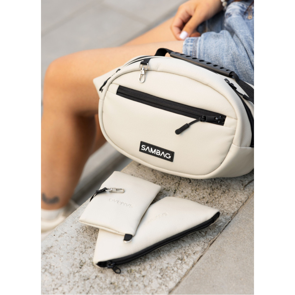 Сумка через плечо женская бананка Sambag Flex серая 30×17×10 см (85351030)