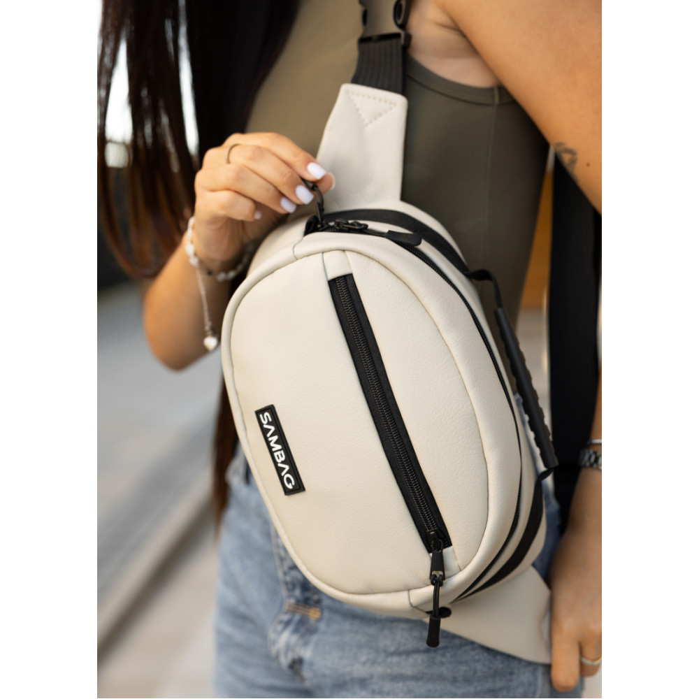 Сумка через плечо женская бананка Sambag Flex серая 30×17×10 см (85351030)