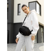 Женская сумка через плечо бананка Sambag Flex черная тканевая 30×17×15 см (85351065)