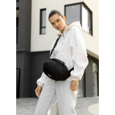 Женская сумка через плечо бананка Sambag Flex черная тканевая 30×17×15 см (85351065)