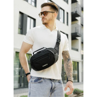 Сумка через плече бананка Sambag Flex чорна тканева 30 × 17 × 10 см (85351065m)