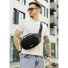 Сумка через плечо бананка Sambag Flex черная тканевая 30×17×10 см (85351065m)