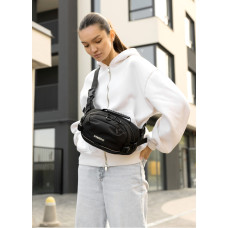 Женская сумка через плечо бананка Sambag Flex Pro черная 30×17×15 см (85451065)