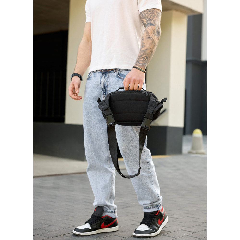 Сумка через плече бананка Sambag Flex Pro чорна 30 × 17 × 15 см (85451065m)