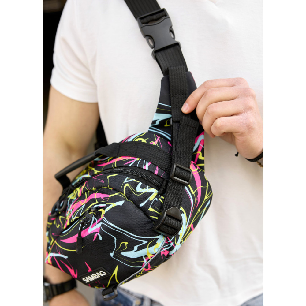 Сумка через плечо бананка Sambag Flex Pro принт "ABSTRACT" 30×17×15 см (85451707m)