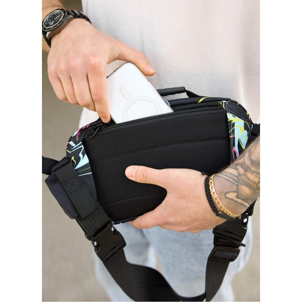 Сумка через плечо бананка Sambag Flex Pro принт "ABSTRACT" 30×17×15 см (85451707m)