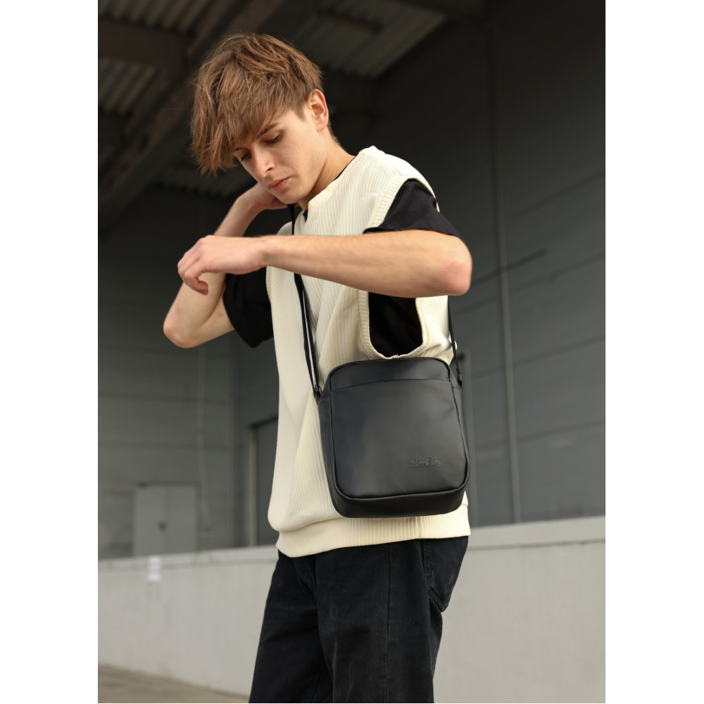 Мужская сумка мессенджер Sambag Makros черная 23 × 19 × 7 см (70220001m)