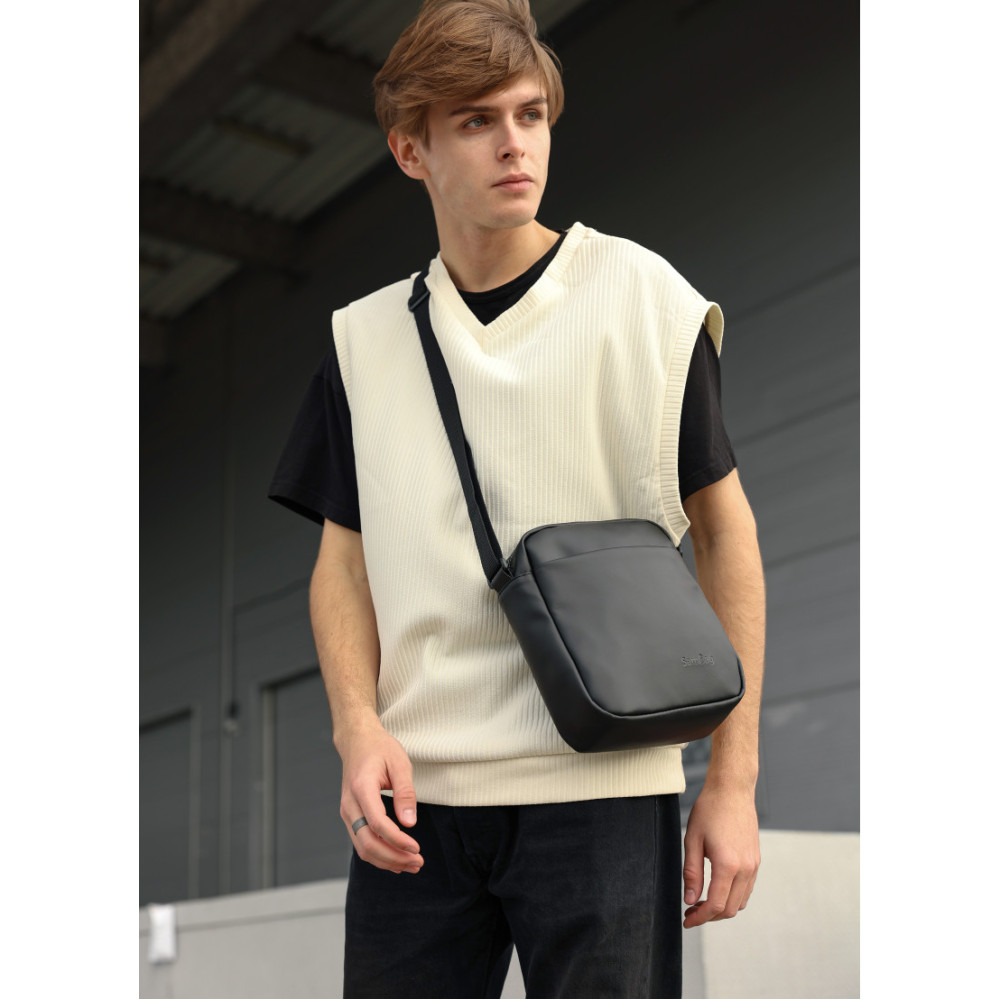 Мужская сумка мессенджер Sambag Makros черная 23 × 19 × 7 см (70220001m)