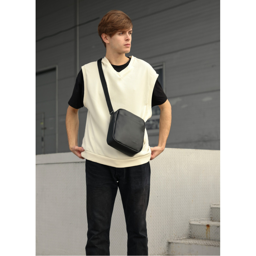 Мужская сумка мессенджер Sambag Makros черная 23 × 19 × 7 см (70220001m)