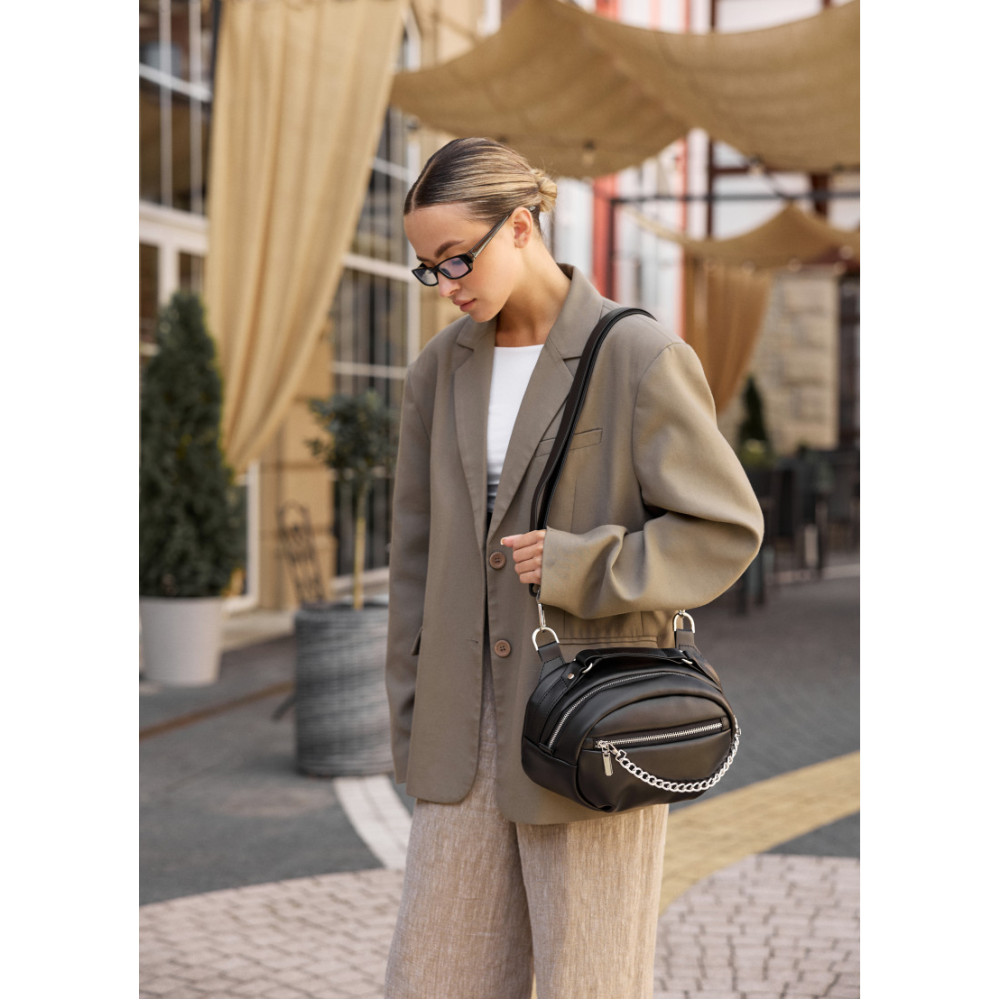 Сумка через плечо женская бананка Sambag Pure черная 30×17×10 см (85515001)
