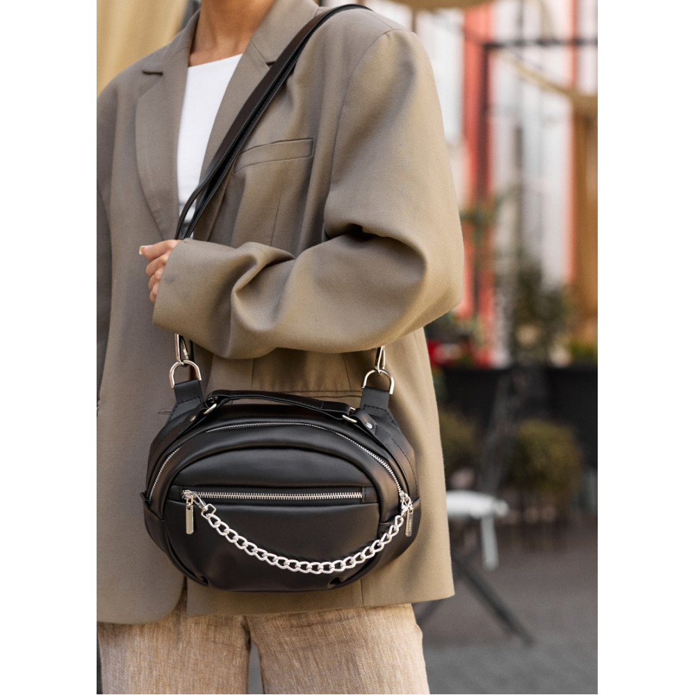 Сумка через плечо женская бананка Sambag Pure черная 30×17×10 см (85515001)
