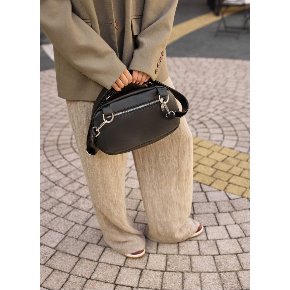 Сумка через плечо женская бананка Sambag Pure черная 30×17×10 см (85515001)