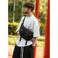 Мужская сумка бананка Sambag Dynamicdart черная 38 × 21 × 7 см (80411001m)