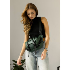 Большая женская поясная сумка бананка Sambag DynamicDart зеленая 38×21×7 см (80411007)