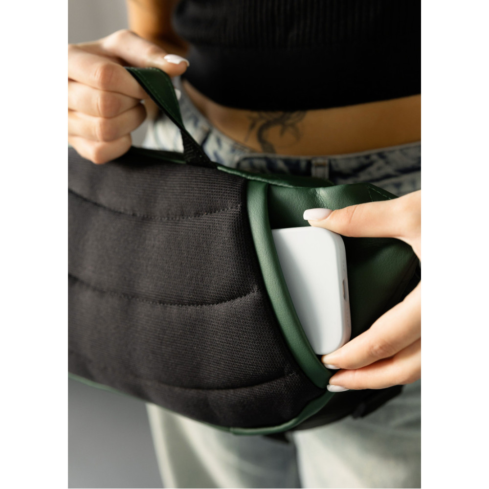 Велика жіноча поясна сумка бананка Sambag DynamicDart зелена 38 × 21 × 7 см (80411007)