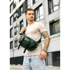 Большая мужская сумка бананка Sambag DynamicDart зеленая 38 × 21 × 7 см (80411007m)