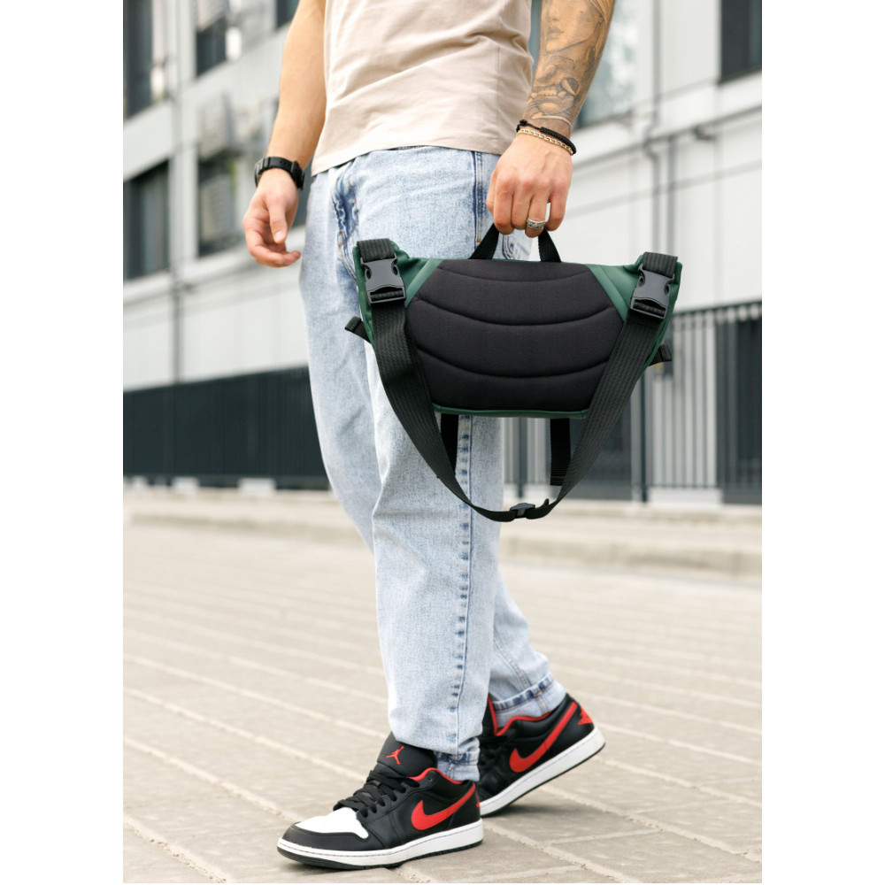 Велика чоловіча сумка бананка Sambag DynamicDart зелена 38 × 21 × 7 см (80411007m)