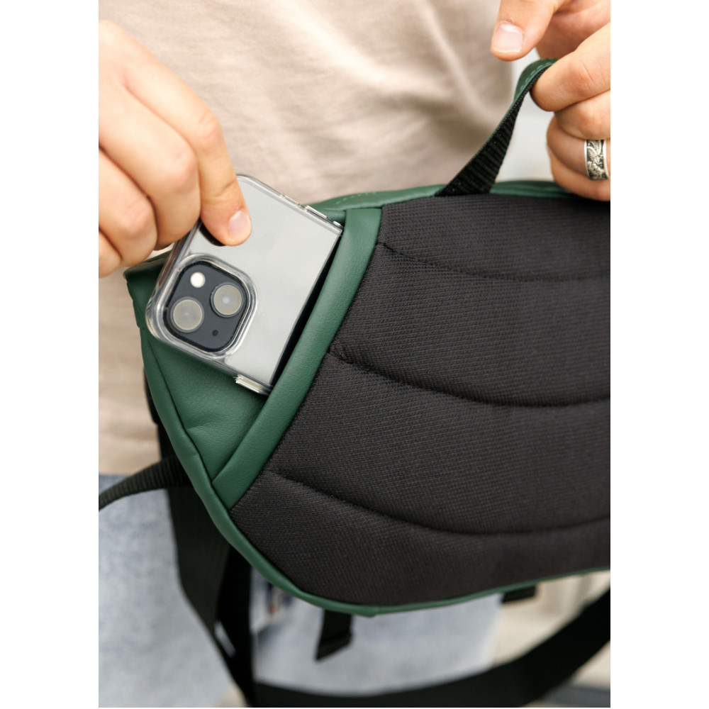 Велика чоловіча сумка бананка Sambag DynamicDart зелена 38 × 21 × 7 см (80411007m)