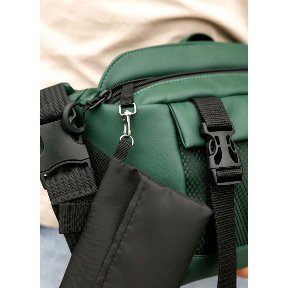 Велика чоловіча сумка бананка Sambag DynamicDart зелена 38 × 21 × 7 см (80411007m)