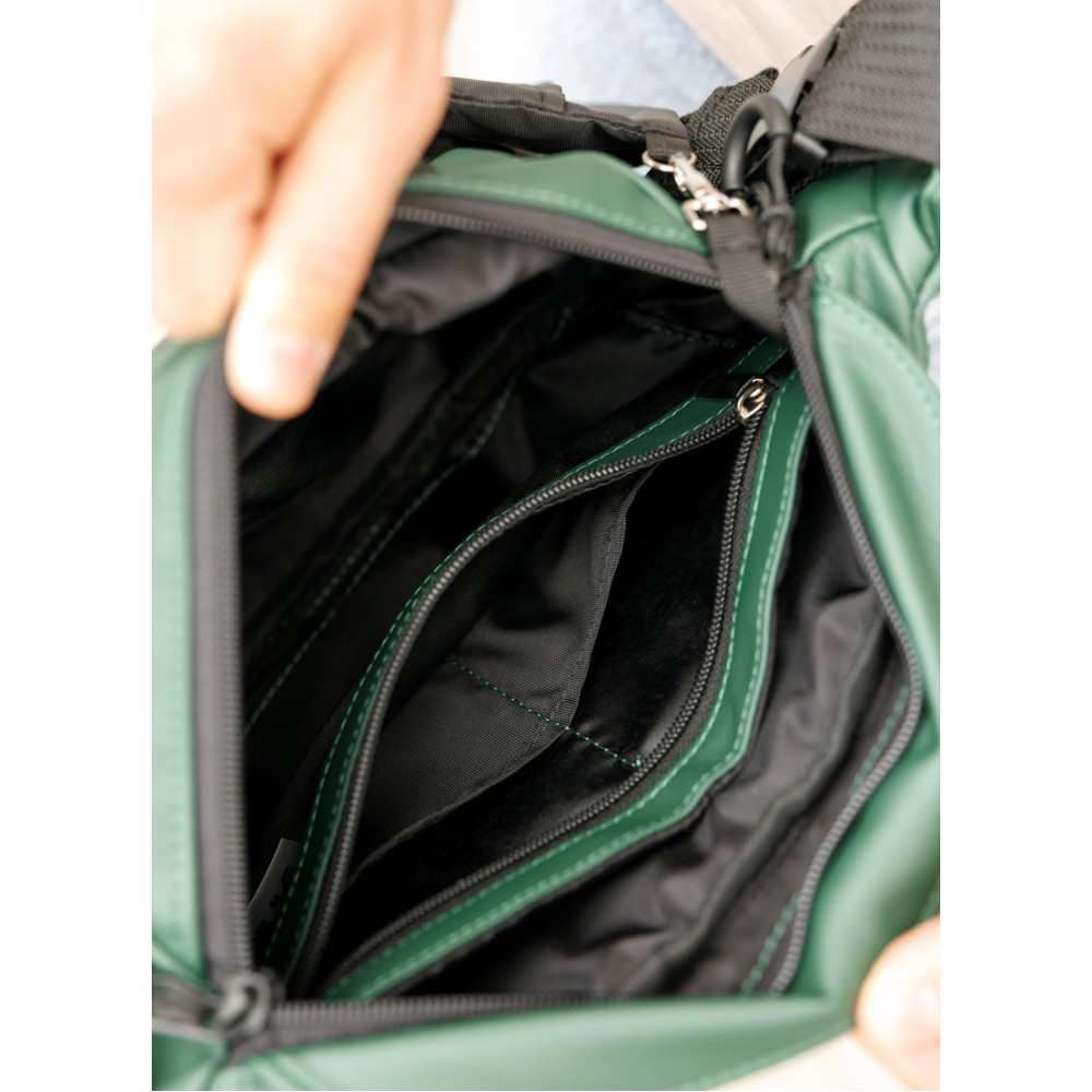 Велика чоловіча сумка бананка Sambag DynamicDart зелена 38 × 21 × 7 см (80411007m)