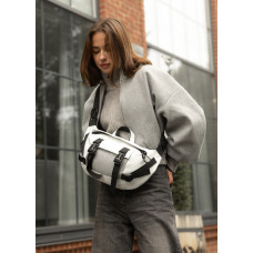 Большая женская поясная сумка бананка Sambag DynamicDart белая 38×21×7 см (80411008)