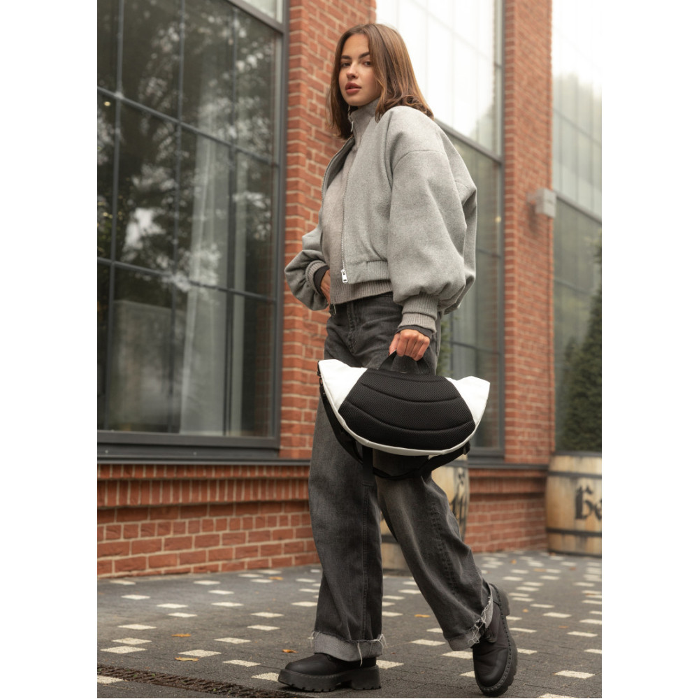 Большая женская поясная сумка бананка Sambag DynamicDart белая 38×21×7 см (80411008)