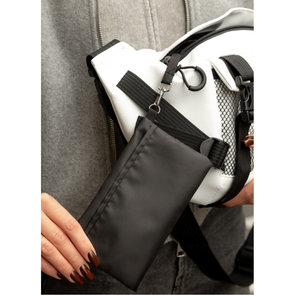 Большая женская поясная сумка бананка Sambag DynamicDart белая 38×21×7 см (80411008)
