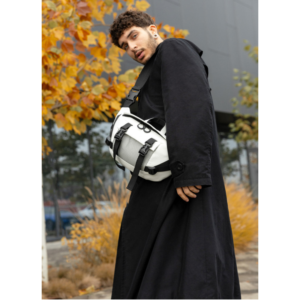 Велика чоловіча сумка бананка Sambag DynamicDart біла 38 × 21 × 7 см (80411008m)