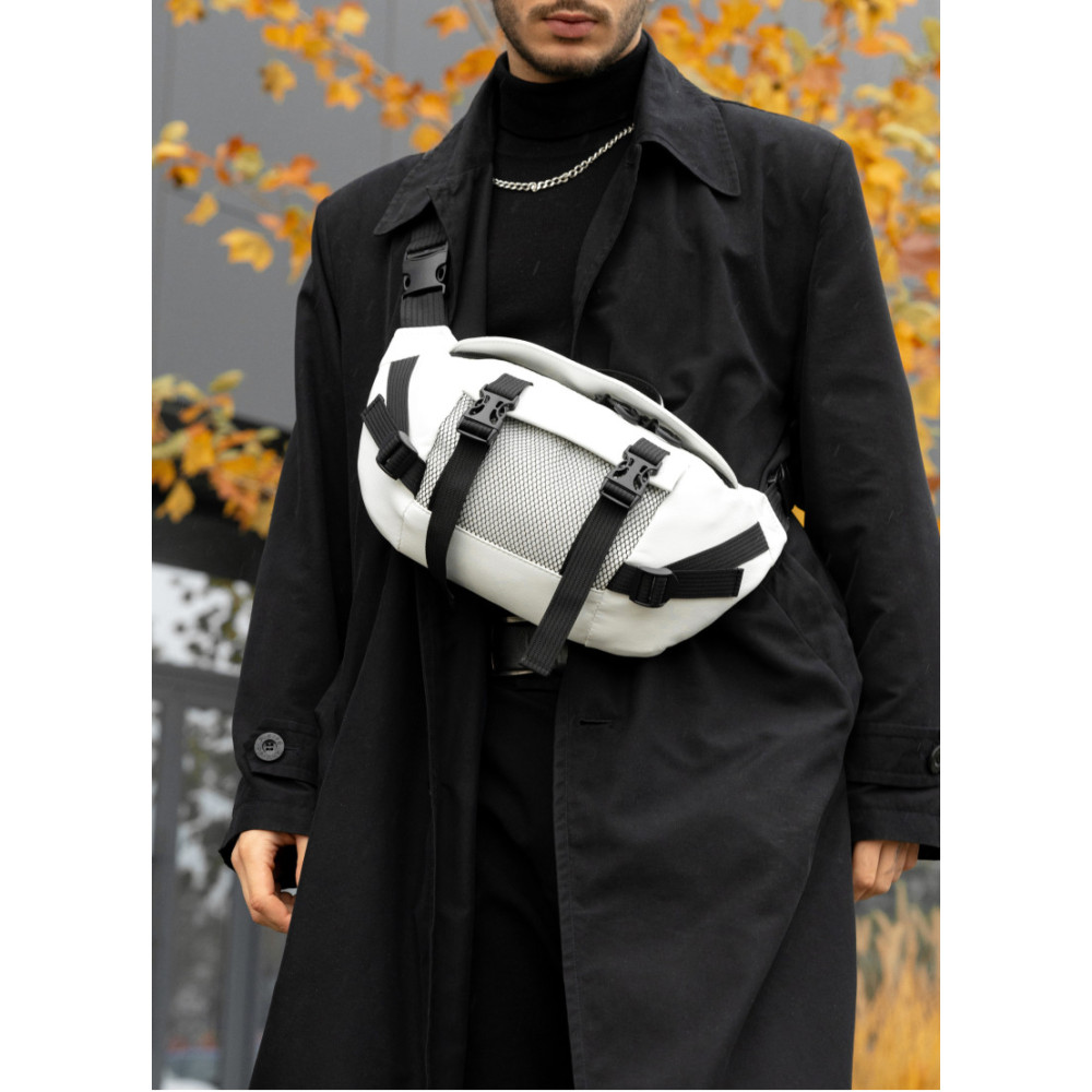 Велика чоловіча сумка бананка Sambag DynamicDart біла 38 × 21 × 7 см (80411008m)