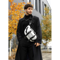 Большая мужская сумка бананка Sambag DynamicDart белая 38 × 21 × 7 см (80411008m)