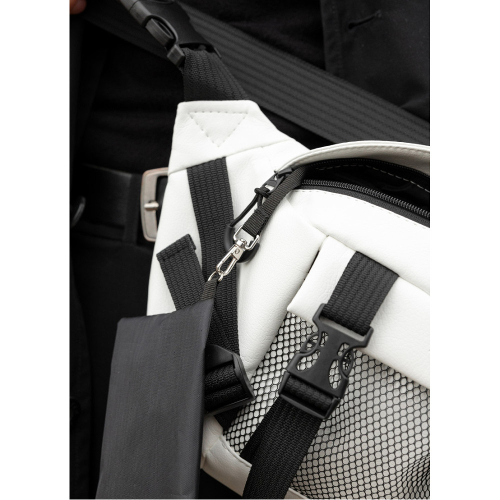Велика чоловіча сумка бананка Sambag DynamicDart біла 38 × 21 × 7 см (80411008m)