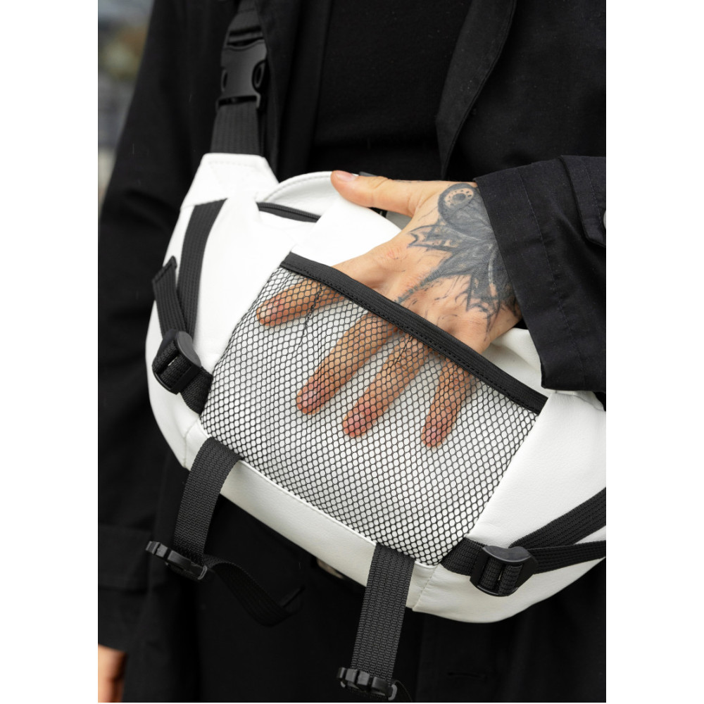 Велика чоловіча сумка бананка Sambag DynamicDart біла 38 × 21 × 7 см (80411008m)