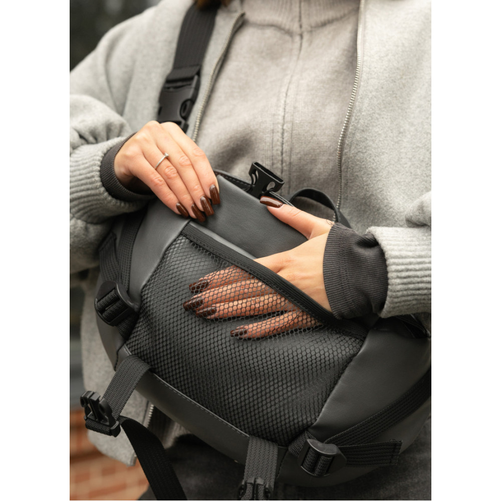 Велика жіноча поясна сумка бананка Sambag DynamicDart графітова 38 × 21 × 7 см (80411009)