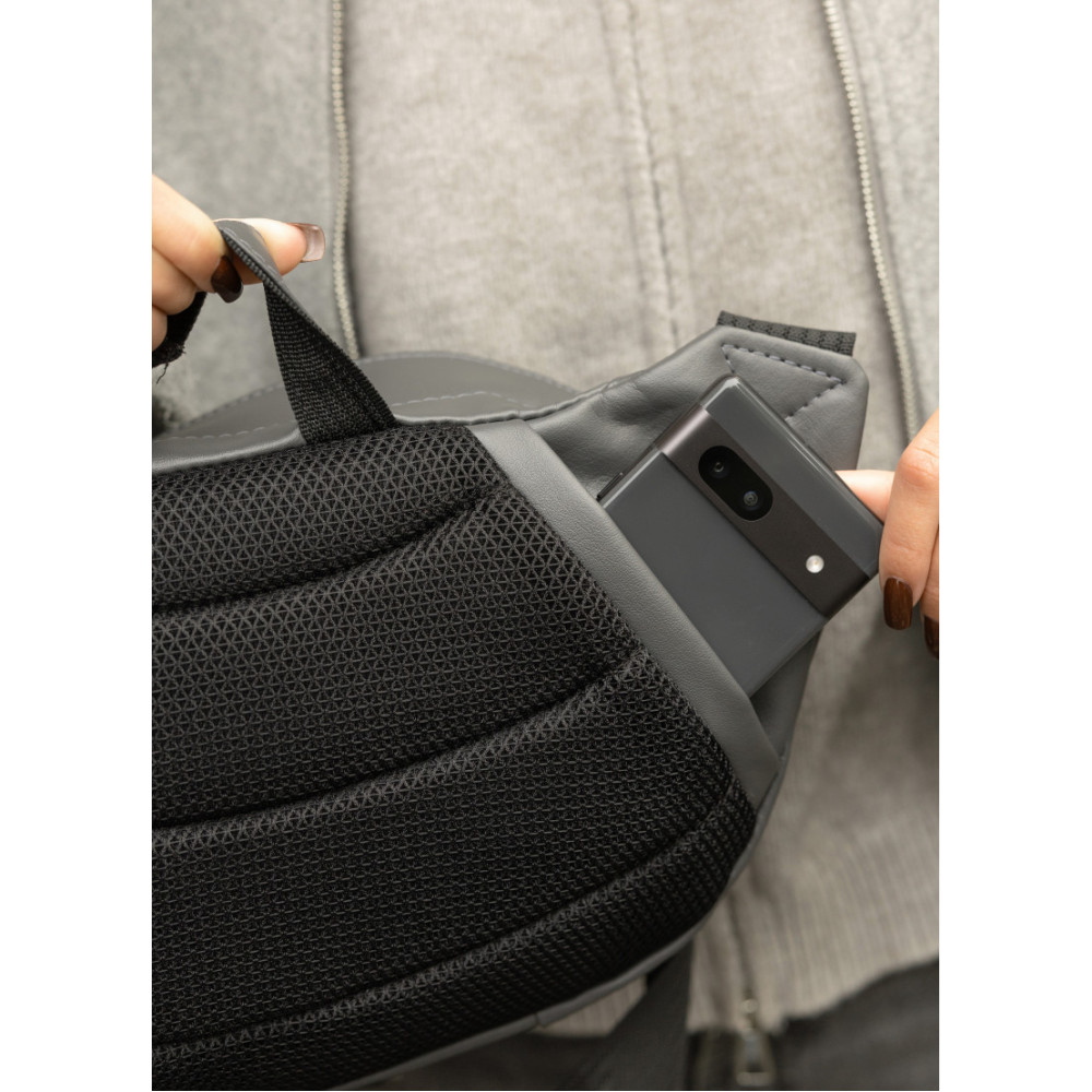 Велика жіноча поясна сумка бананка Sambag DynamicDart графітова 38 × 21 × 7 см (80411009)