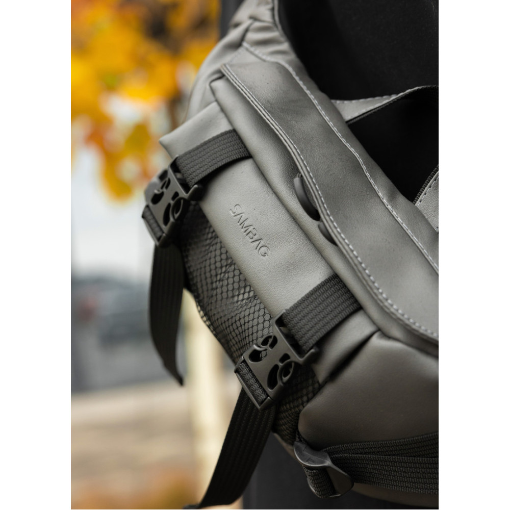 Велика чоловіча сумка бананка Sambag DynamicDart графітова 38 × 21 × 7 см (80411009m)