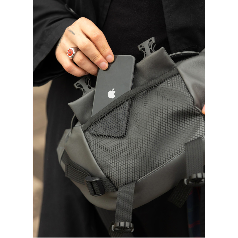 Велика чоловіча сумка бананка Sambag DynamicDart графітова 38 × 21 × 7 см (80411009m)