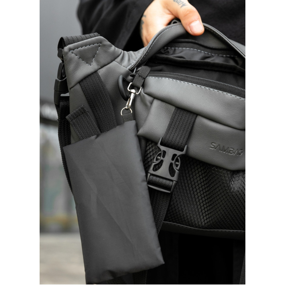 Велика чоловіча сумка бананка Sambag DynamicDart графітова 38 × 21 × 7 см (80411009m)
