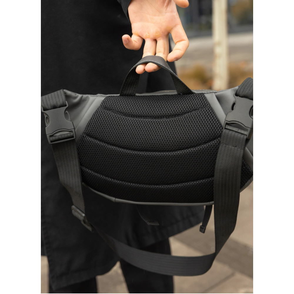 Велика чоловіча сумка бананка Sambag DynamicDart графітова 38 × 21 × 7 см (80411009m)