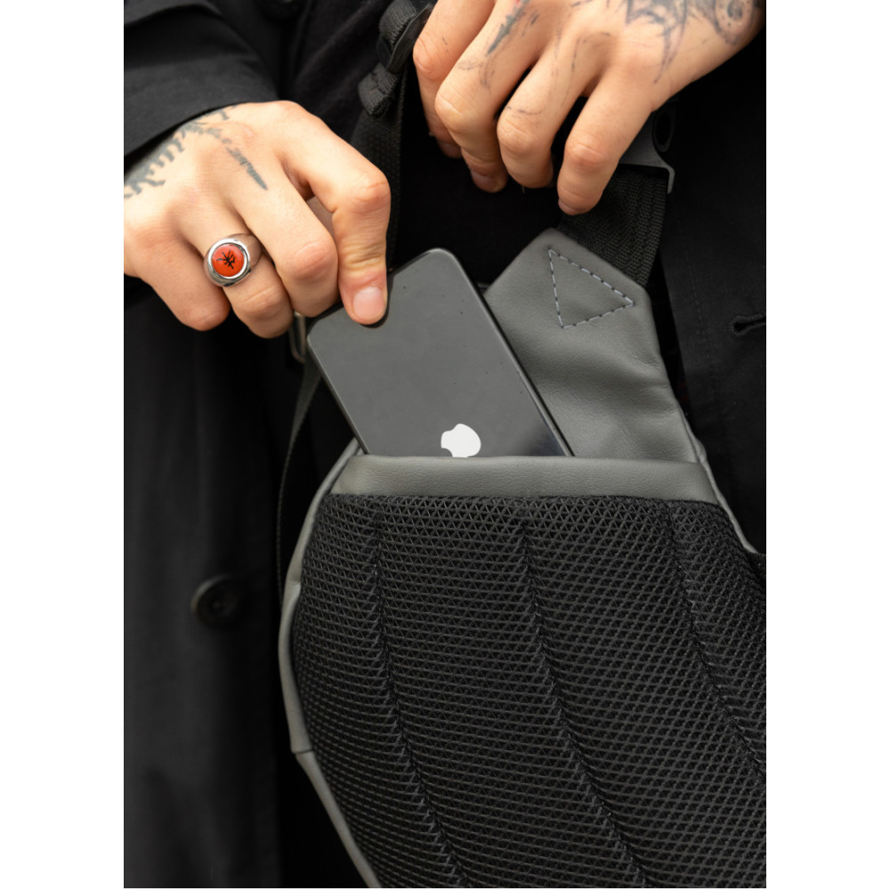 Велика чоловіча сумка бананка Sambag DynamicDart графітова 38 × 21 × 7 см (80411009m)