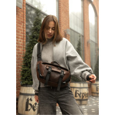 Большая женская поясная сумка бананка Sambag DynamicDart коричневая 38×21×7 см (80411020)