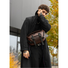 Большая мужская сумка бананка Sambag DynamicDart коричневая 38 × 21 × 7 см (80411020m)
